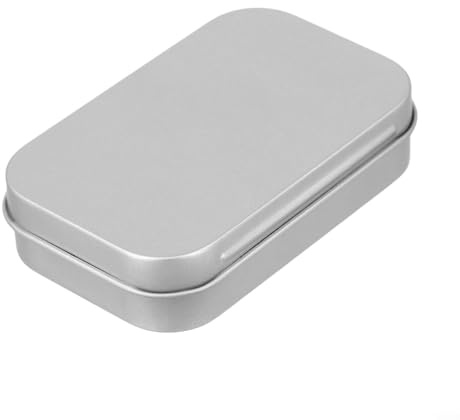 Mini caja de lata abatible, con bisagras de metal para cigarrillos, mentas, pastillas de chicle, organizador de bolsillo, caja de lata para regalos y transporte diario (plata)