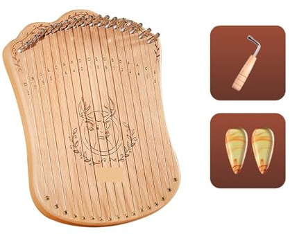 Harfe 17-saitige Lyra-Harfe, tragbares Harfen-Saiten-Musikinstrument aus massivem Buchenholz mit Stimmschlüssel-Picks for Anfänger, Kinder und Erwachsene(Log color)