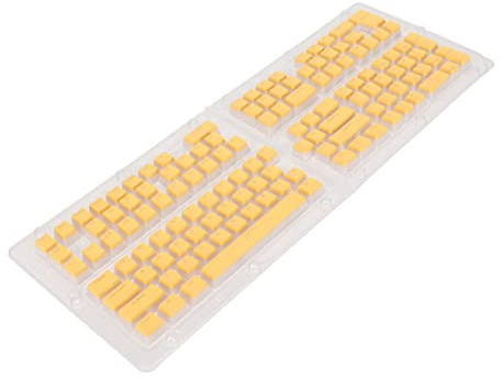 BONKZEBU Capuchons de Touches de Pudding PBT de Hauteur OEM, Injection Double Translucide, 129 Touches, Décoration de Clavier, pour Claviers Mécaniques, Conception Ergonomique (Jaune)