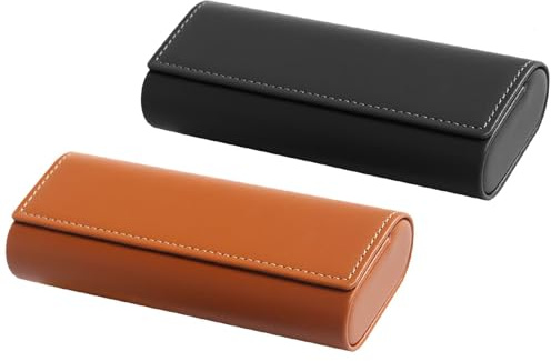 SinChic Étui à Lunettes Rigide en Cuir,2 PCS Étui à Lunettes Fermeture Magnétique Boîte à Lunettes Portable avec Chiffon en Microfibre Étui Antidérapant pour Lunettes de Soleil et de Lecture