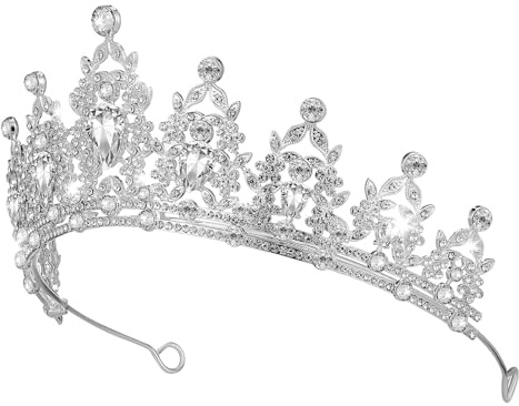 DECHOUS Diadema de Cumpleaños Plateada con Gemas de Imitación Adorno Nupcial Ligero para Mujer Diadema Brillante para Bodas y Fiestas Accesorio Elegante para Peinados Obsequios