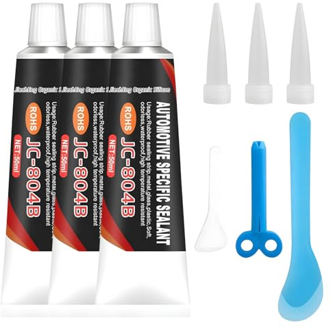 3 Stück Karosseriekleber Schwarz, Scheibenkleber Auto, Karosseriedichtmasse, Hervorragende Abdichtung, Schnelle Aushärtung, Wasserdicht, Hochtemperaturbeständig, Inklusive Werkzeugsatz (50ml*3)
