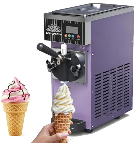 Gelatiera professionale monogusto, 450W/750W, con pulizia automatica e schermo LED, capacità tramoggia 2,5L/3,5L, per uso domestico, bar e attività commerciali(Purple,450W)