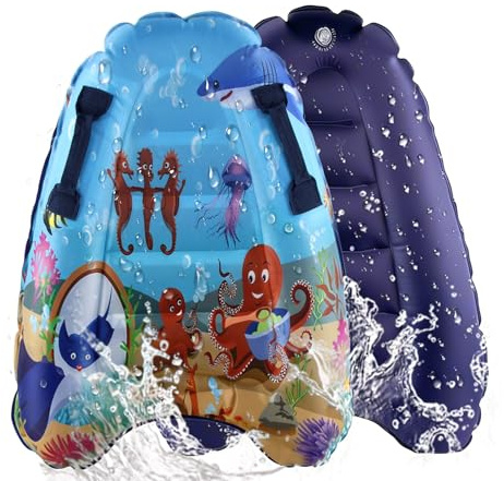 Aufblasbares Bodyboard Kinder, Shyllin Tragbares Aufblasbares Surfbrett mit Griffen, Lernen Hilfsmatte, Schwimmbrett zum Strandsurfen Pool Schwimmen Sommer Wassersport-70 x 55 x 12 cm (Oktopus)