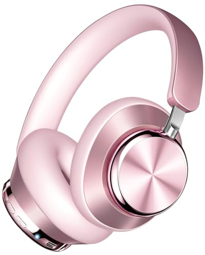 Wentronic Y03 Bluetooth Headphones Wireless Active Noise Cancelling Over Ear Headphones 48 Hours Playtime 6 EQ Music Mode High Sound Quality Headphones with Soft Ear Cushion - Pink