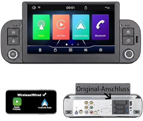 YZKONG Stereo auto Linux per FIAT Panda 2013-2020 | CarPlay/Android Auto wireless, Bluetooth, FM/AM/RDS, USB HiFi 100W, Interfaccia speciale