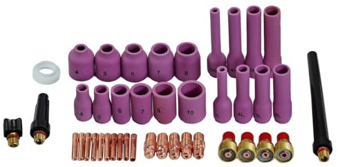 RIVERWELD TIG Gaslinsen-Spannzangenkörper 45V 13N 13N 796F 53N Serie Kit | Aluminadüsen 4# 1/4,5# 5/16,6# 3/8,7# 7/16,8# 1/2 für WP 9 20 25 42 Stk