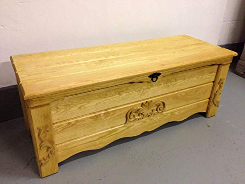 Decocraft Baúl de madera de roble rústico para manta, mesa de café, baúl vintage otomano (BT5)