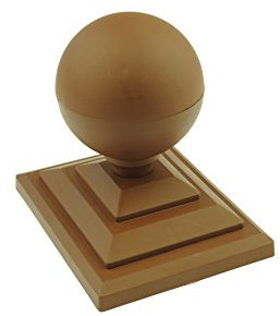 Linic UK Made Sphere Top Fence Finial x 8 & 4 x 3 Fence Post Cap. Rot Proof, UK Made. (GT0062) Free UK Delivery (Brown)