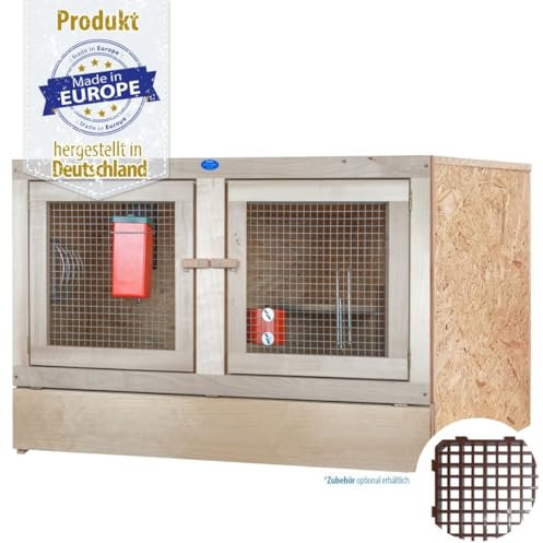 Kaninchenstall - Doppeltür mit Holzvorderfront-100 x 70-mit Bodenrost-Holzstall-Kleintierstall