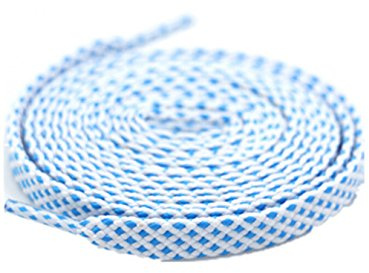 Boowhol Tvåfärgade platta skosnören, sportskor, skosnören, skoband för barn och vuxna, breda 0,8 cm (140 cm, vitblå)