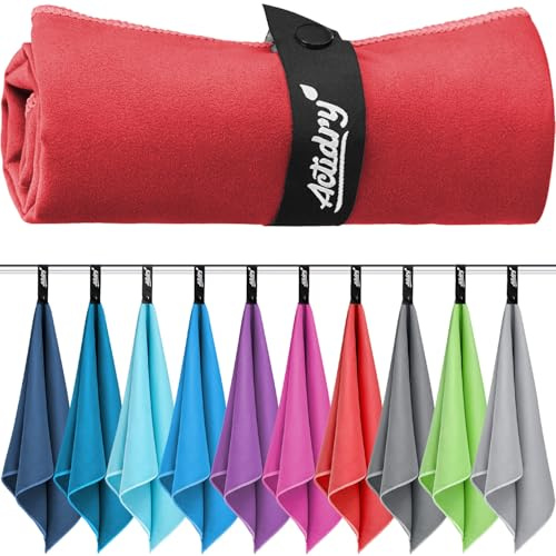 Mikrofiberhandduk - XL/L/M - 10 färger - lätt, snabbtorkande, mycket absorberande - strand, bad, bastu, badhanddukar, extra stor - XL 100 x 200 cm - röd