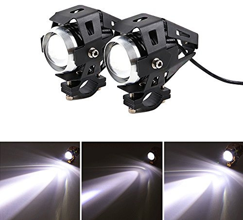 Krtopo 2 piezas Faros Delanteros de Motocicleta LED U5 de Focos Delanteros de Motocicleta 3000LM 3 modos de haz de luz alta y Parpadeo