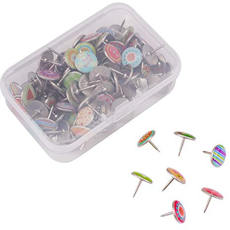 100 Stück Edelstahl Stahl Daumen, mycreator Kreative Reißzwecken-Push-Pins thumbtack für Fotos, Karten, Pinnwand corkboards-Schaumstoff.