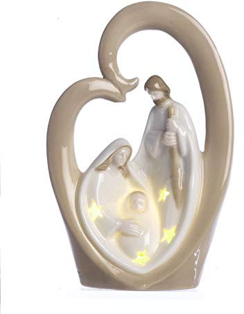 Natività presepe Cuore in porcellana con Luce led cm. 14,6 by Paben