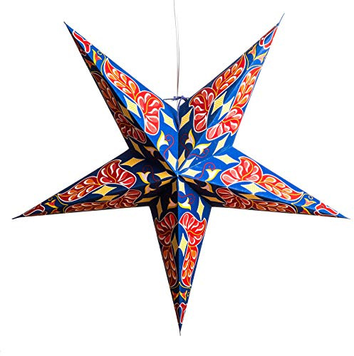 Dara Blue Paper Star Lantern with 12 Foot Power Cord Included