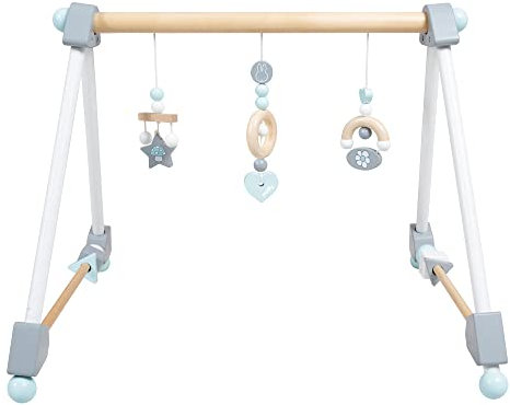 roba Baby Spielbogen aus Holz - Anhänger Set miffy® mit Hasen Motiv - Activity Center ab 3 Monaten - Montessori Spielzeug - Grau / Blau