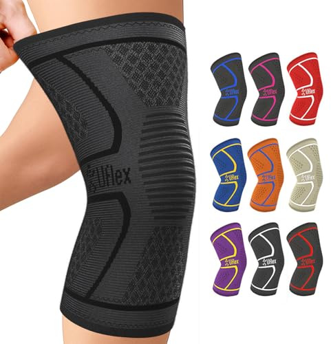 UFlex Athletics Knee Brace for Men and Women Knee Compression Sleeve Support for Arthritis Joint Pain Relief, Workout, Swelling, Sports, Circulation, Running, Recovery Support for ACL & Meniscus Tear Large Black