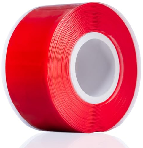 YoiYee Ruban auto-amalgamant - Caoutchouc de silicone auto-fusible étanche pour plomberie, arrêt de fuite, étanchéité de tuyau, réparation de tuyaux et isolation électrique - 3 m x 25 mm, rouge
