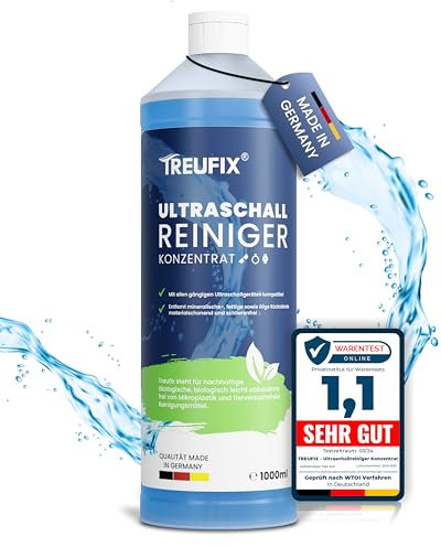 Treufix - Ultraschallreiniger Konzentrat für maximale Sauberkeit | Effektiver Brillenreiniger, Zahnreiniger zur Reinigung von Schmuck, Münzen etc. im Ultraschallbad 1L Made in DE