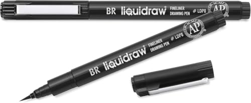 Liquidraw Black Brush Pen | Waterproof & Fadeproof Calligraphy Pen for Artists, Architects & Designers | Fineliner for Drawing, Sketching, Illustrations & Lettering | Smooth Ink Flow for Creative Work