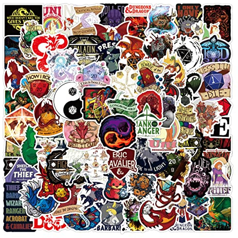 100 Stück für Dungeons and Dragons Aufkleber Wasserflaschen Laptop Telefon Gitarre Skateboard Computer Game Vinyl Stickers Wasserdicht Ästhetisch Aufkleber für Jugendliche Kinder Erwachsene