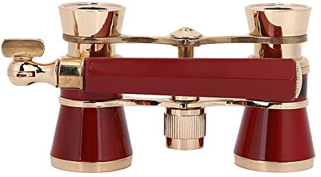 Binocular Opera Glasses Telescope Binoculars 3X25, Mini Theater Glasses Portable with Carry, Compact Theater Binocular with Adjustable Holding Handle Vintage (Red)