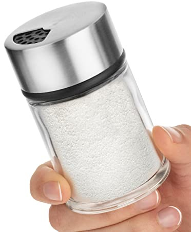 Salt Shaker or Pepper Shaker with Adjustable Pour Holes - Stainless Steel Spice Dispenser - Perfect for Pink Himalayan, Table Salt, Black and White Pepper. (2.4 oz)