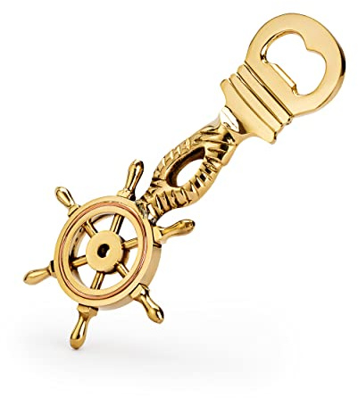 NKlaus apribottiglie - volante ottone oro rame massiccio anello lungo 15 cm apribottiglie 11566