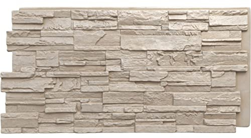 EverStone Cascade Faux Stone Panel, 48 5/8W x 24 3/4H x 1 1/4D, Sea Shell Color