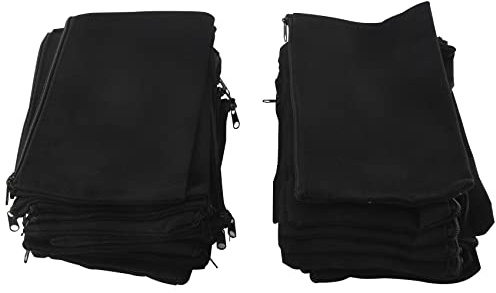 Hausdec 40 Stück Canvas-Beutel mit Reißverschluss, Makeup-Taschen für Bleistifte, blanko, Basteltaschen für Reisen, DIY, Handwerk, Schule, schwarz