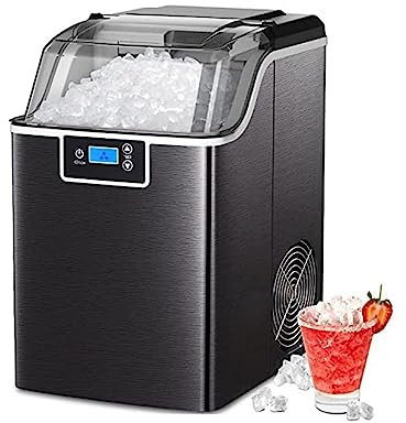 ice maker 44Lbs Ice Maker Countertop Crushed Chewable Ice Maker Machine with Self-Cleaning Ice Per Day/Timer Stainless Steel Ice Maker (Color : Gold)