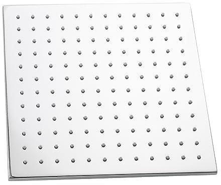 Tecmolog Regendusche Duschkopf 10 Zoll Eckig Messing Hochdruck Kopfbrause Einbauduschköpfe Wassersparend, Chrom, BD128A