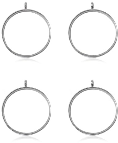 WANDIC Silberne Foto Anhänger 4 Stück Runde Memory Medaillon Anhänger Mit Schraubgewinde Rahmen Für Brautstrauß Hochzeitsstrauß Oder Autodekoration Schlüsselanhänger Bildende Halskette 40mm