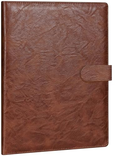 Mymazn Padfolio Portfolio Folder, Faux Leather Interview Resume Folder with Document Organizer & Business Card Holder, Letter-Sized Notepad Legal Pad Holder for Men Women (Brown)