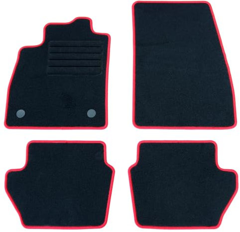 AD Tuning HG16391-ROT Fußmatten Set (4teilig) Schwarz Rot Autoteppiche Matten