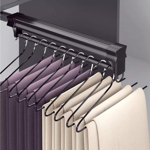KSTORE Teleskop Kleiderstange Hosenbügel, 26-61Cm Ausziehbare Kleiderstange Zum Herausziehen Der Kleiderbügel, Schrankauszug Ausziehbar Für Garderobenschrank Robust,Schwarz,260mm