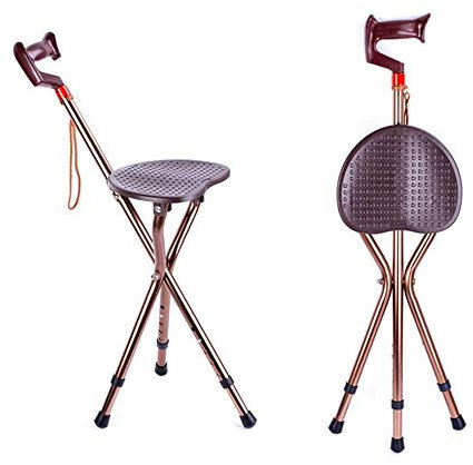 FAYGZ Gehstock-Stuhl, Verstellbarer Aluminium-Gehstock mit Sitz, 3 Beine, Teleskop-Krückenhocker mit Stativsitz, tragbare Reiserute für ältere Menschen zum Angeln, Garten, Camping Warm as Ever