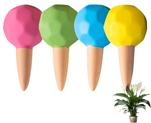 MKNZOME Irrigation Goutte a Goutte Bouteille, 4 Pièces Arrosage Goutte à Goutte en Terre Cuite Arroseur Automatique Plantes Système D'Irrigation Automatique pour Jardin Maison Intérieur Extérieur