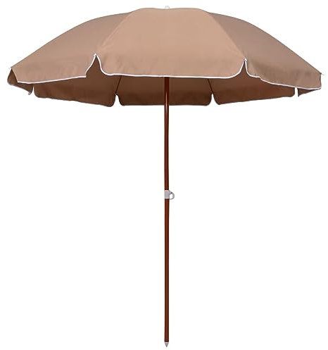 Juroupi Sonnenschirm mit Stahlmast 240 cm Taupe Strandschirm Windfest Stabil