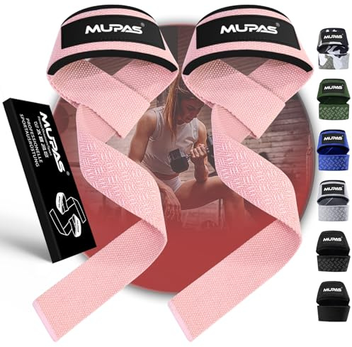 MUPAS Straps Palestra - Cinghie Potenti Sollevamento Pesi - Fasce Resistenti per Stacchi, Gym & Lifting，5MM Imbottita Supporto Polsa, Uomo Donna