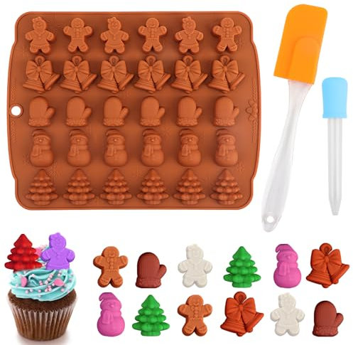 Coicok Moule à Chocolat de Noël, 30 Cavités pour Chocolat de Noël, Petits Moules Silicone pour pièces en Chocolat Maison