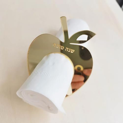 Personalisierte Serviettenringe, Spiegel-Acryl-Serviettenring für Hochzeitsgeschenke, Taufe, Weihnachten, Apfelform, Tischdekoration, individuelles Geschenk (6 Stück)