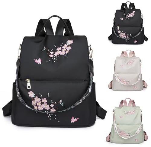 JSNOM Damen Rucksack Elegante Wasserdichte: Rucksack Damen Casual Kleine Daypack für Universität Schule Arbeit Einkaufen Frauen (Schwarz)