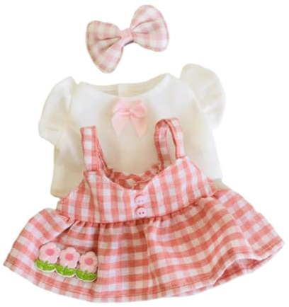 EHJRE Miniatur Puppenkleidung Set für 20 cm Plüschpuppen Modische Outfits für Kleine Mädchen, Rosa
