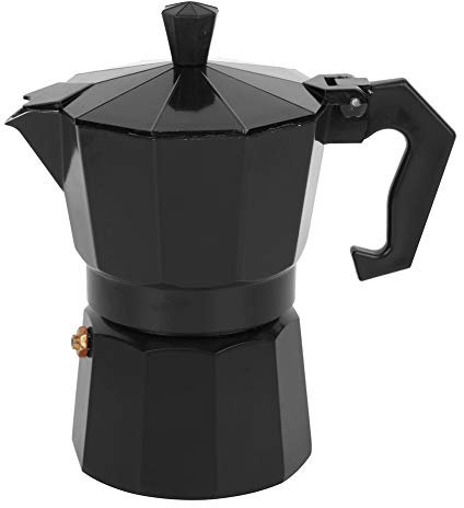 Jwthee Machine à expresso 300 ml 6 tasses, percolateur italien sur cuisinière, cafetière en aluminium pour le camping et la maison (Noir)