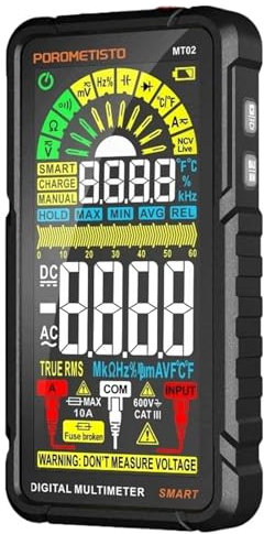 NIWPPKIMX Multimètre numérique Intelligent Rechargeable MT02, 6000 Points, 600V, 10a, condensateur de Tension de Courant CC/ca, Diode Ohm, testeur NCV Hz