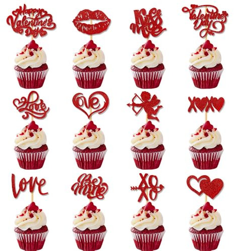 24 Stück Lover Cake Topper XOXO Cupcake Dekoration Valentinstag Party Supplies Verlobungsfeier liefert