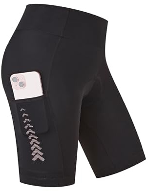 Santic Cykelshorts vadderade cykelshorts för kvinnor cykling vadderade cykelshorts för kvinnor med ficka, Rosenröd, L
