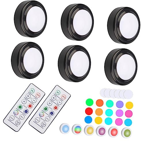 Gadpiparty 6stücke Led Unterbauleuchten Batteriebetrieben Farbwechsel Touch Dimmbare Schrankleuchte Mit Fernbedienung Kabinettlicht Für Küche Schlafzimmer Wohnzimmer Atmosphäre